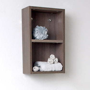 Fresca Gray Oak Bathroom Linen Side Cabinet w/ 2 Open Storage Areas Linen Cabinet Fresca